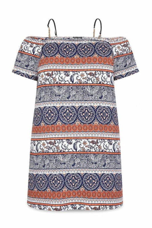 BeYou Womens Multicoloured Geometric Polyester Sheath Size 18 Square Neck Pullover