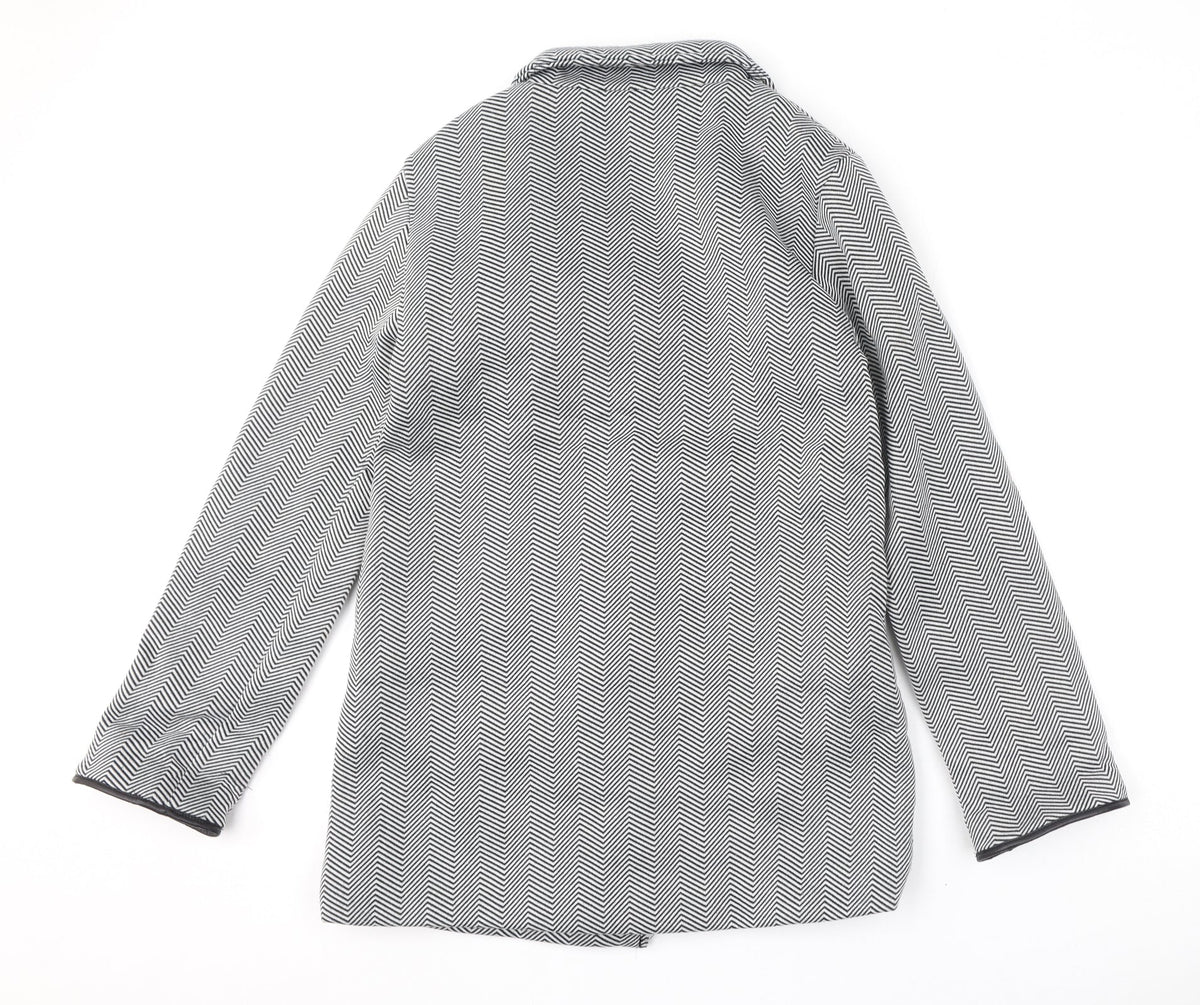 Back view of Anne De Lancay women’s black geometric jacket, size UK 12, button