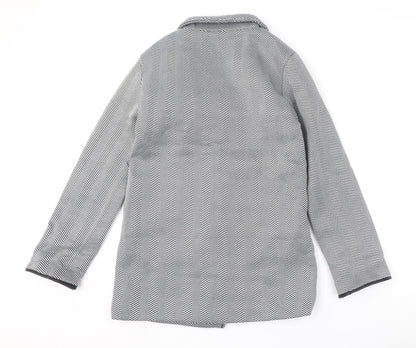 Back view of Anne De Lancay women’s black geometric jacket, size UK 12, button