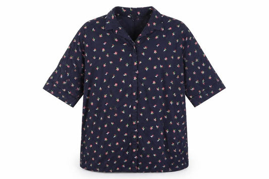 & Other Stories Womens Blue Geometric 100% Cotton Basic Button-Up Size 8 Collared