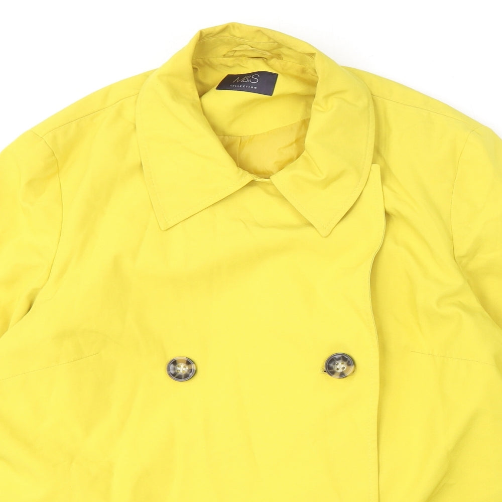 Marks and Spencer Womens Yellow Overcoat Coat Size 14 Button
