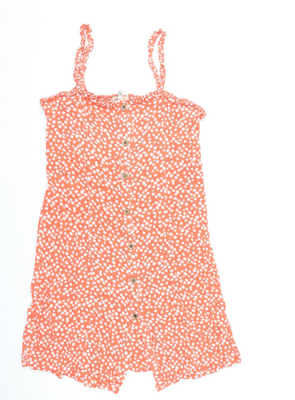 Next Womens Pink Geometric Viscose A-Line Size 12 Square Neck Button