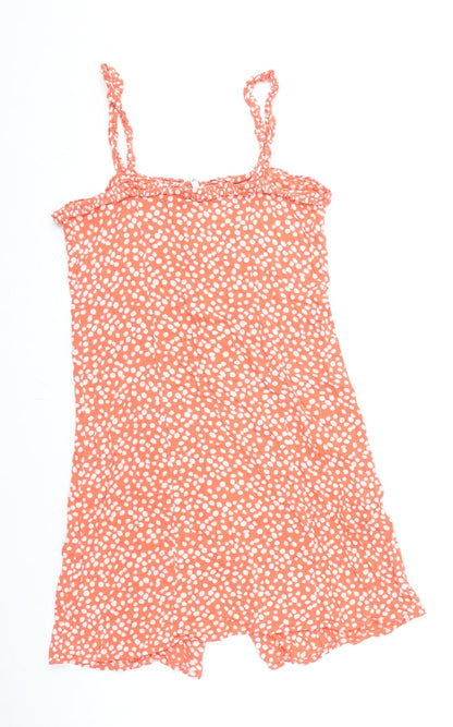 Next Womens Pink Geometric Viscose A-Line Size 12 Square Neck Button