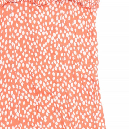 Next Womens Pink Geometric Viscose A-Line Size 12 Square Neck Button