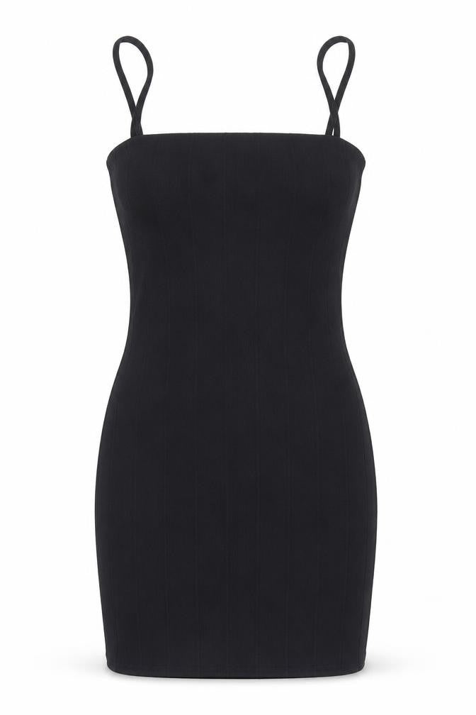 PRETTYLITTLETHING Womens Black Polyester Bodycon Size 8 Square Neck Pullover