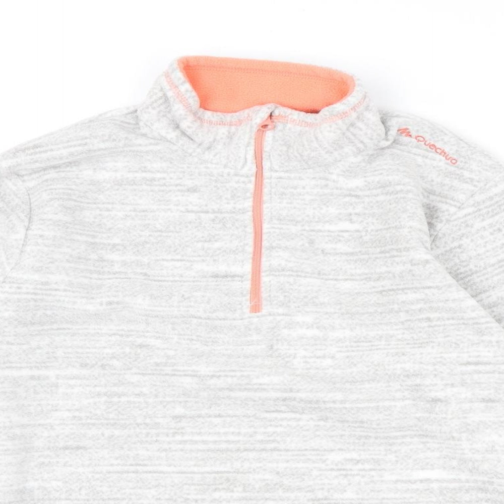 DECATHLON Girls Grey Polyester Pullover Sweatshirt Size M Zip