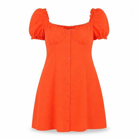 Divided by H&M Womens Orange Polyester A-Line Size 12 Off the Shoulder Button