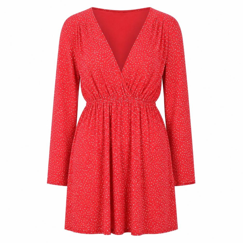 Boohoo Womens Red Geometric Polyester A-Line Size 14 V-Neck Pullover - Star Print