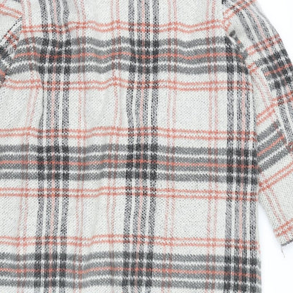Brand and care label for Red Herring women’s multicoloured plaid overcoat coat, size UK 18, hook & eye