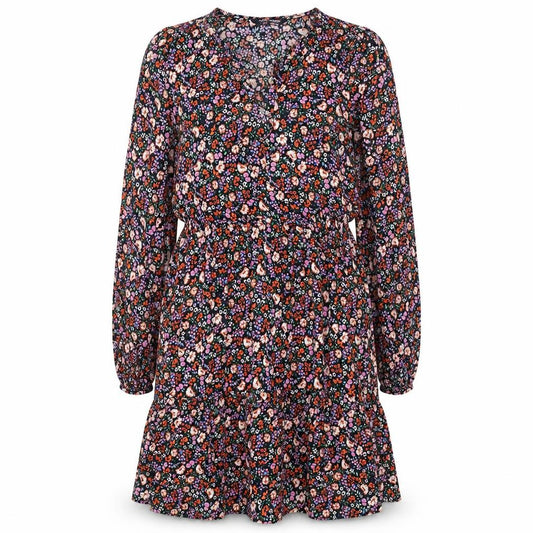 Marks and Spencer Womens Multicoloured Floral Viscose A-Line Size 10 V-Neck Tie