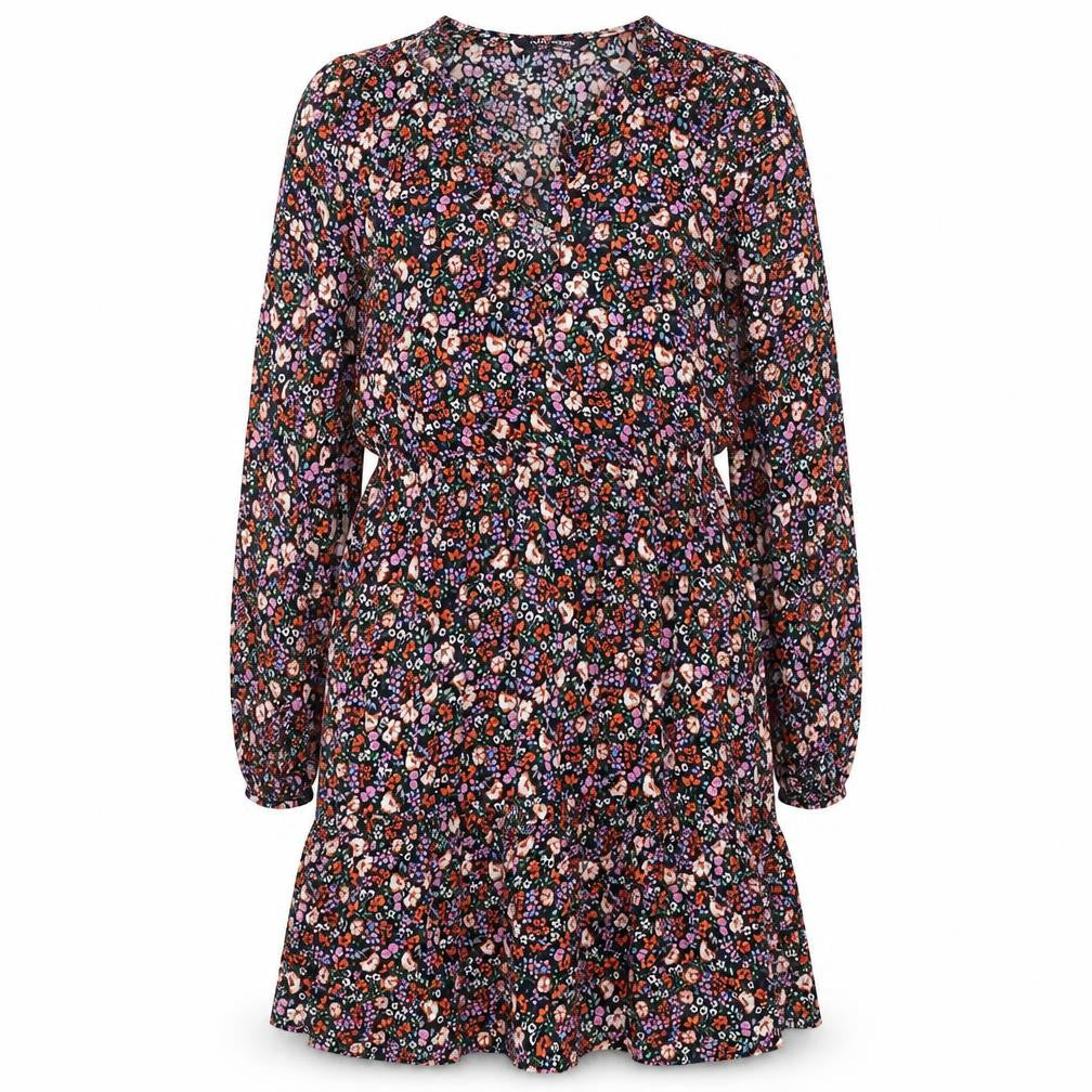 Marks & Spencer Womens Multicoloured Floral Viscose A-Line Size 10 V-Neck Tie