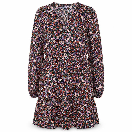 Marks & Spencer Womens Multicoloured Floral Viscose A-Line Size 10 V-Neck Tie