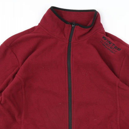 Close-up detail of Atlas men’s red jacket, size L, zip