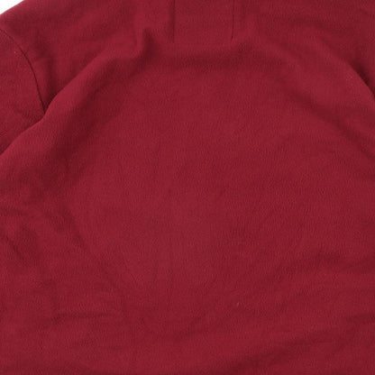 Brand and care label for Atlas men’s red jacket, size L, zip