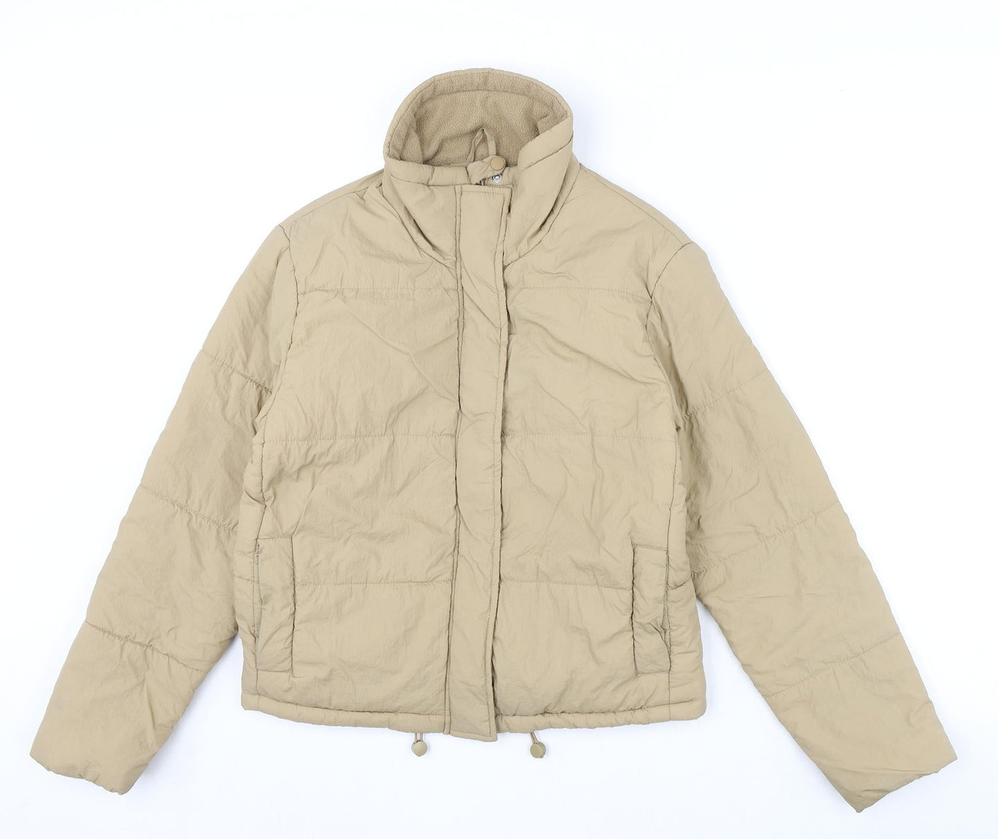 Stradivarius Womens Beige Puffer Jacket Coat Size S Zip