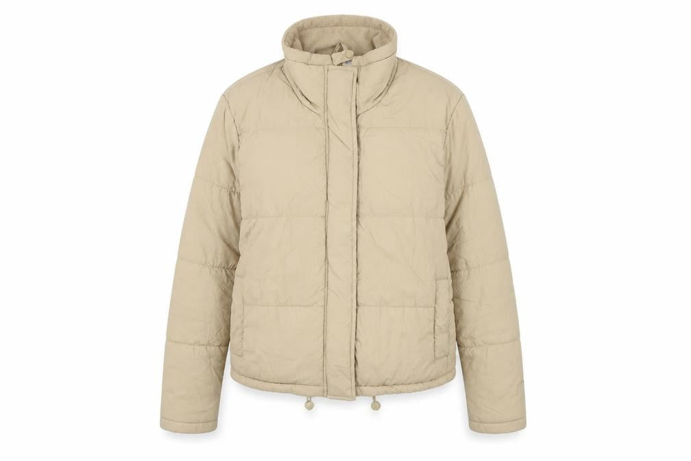 Stradivarius Womens Beige Puffer Jacket Coat Size S Zip