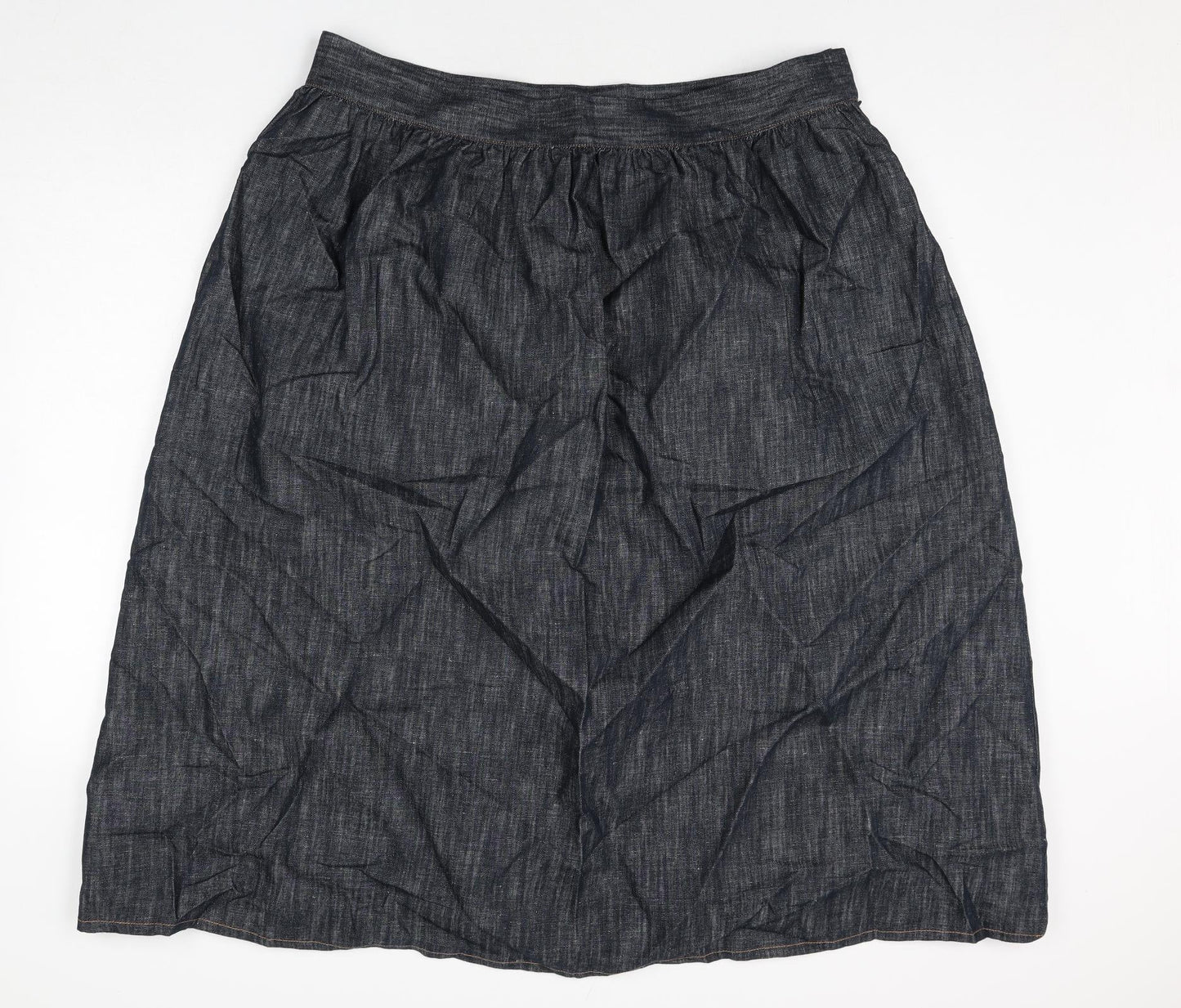 Marks and Spencer Womens Blue Cotton Peasant Skirt Size 20 Zip
