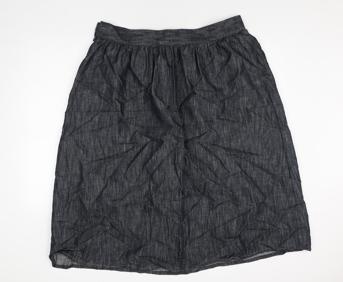 Marks and Spencer Womens Blue Cotton Peasant Skirt Size 20 Zip