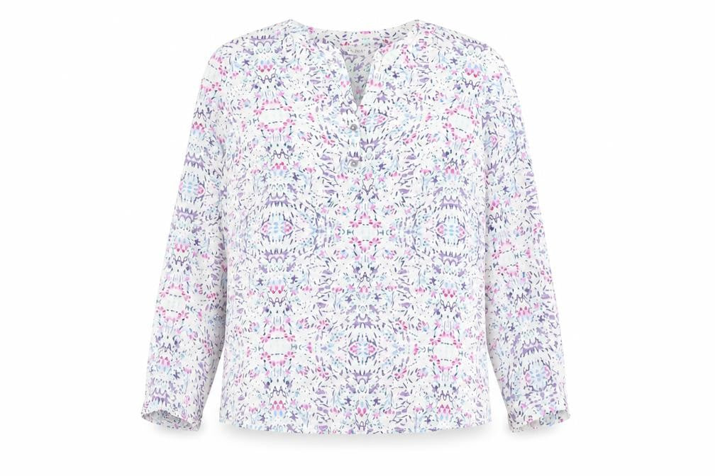 Classic Womens Multicoloured Geometric Polyester Basic Blouse Size 12 V-Neck