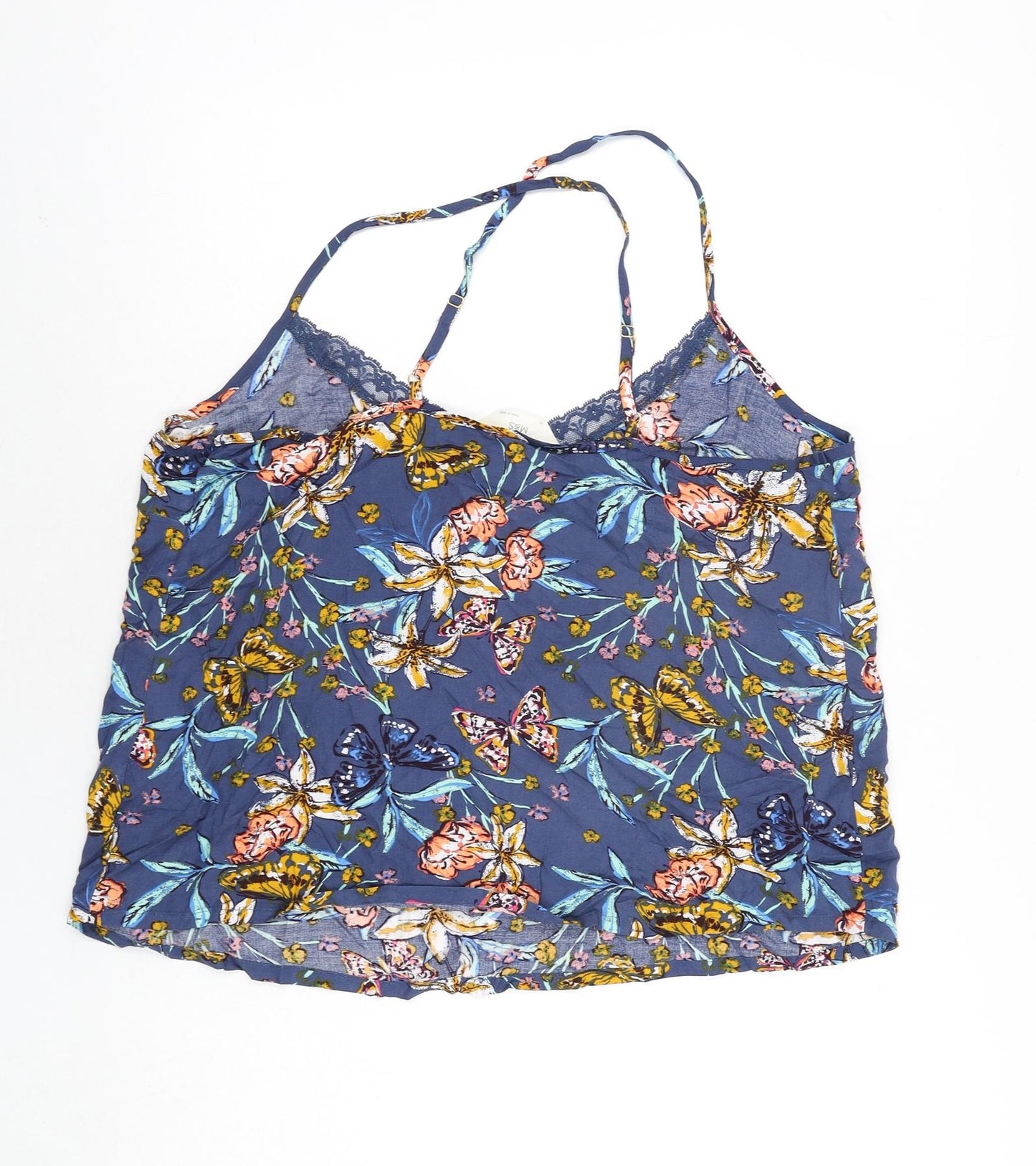 Marks and Spencer Womens Multicoloured Geometric Polyester Camisole Blouse Size 16 V-Neck - Lace Trim Floral Butterfly Print