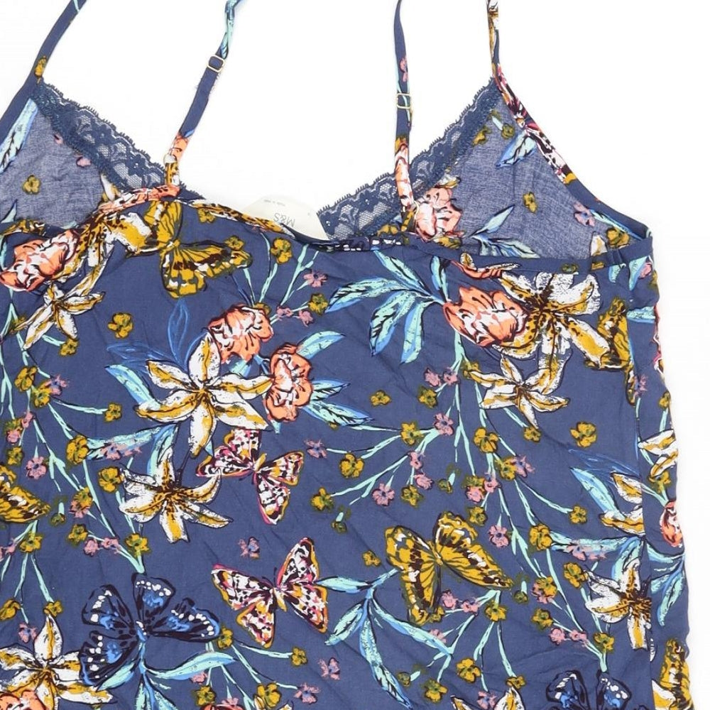 Marks and Spencer Womens Multicoloured Geometric Polyester Camisole Blouse Size 16 V-Neck - Lace Trim Floral Butterfly Print