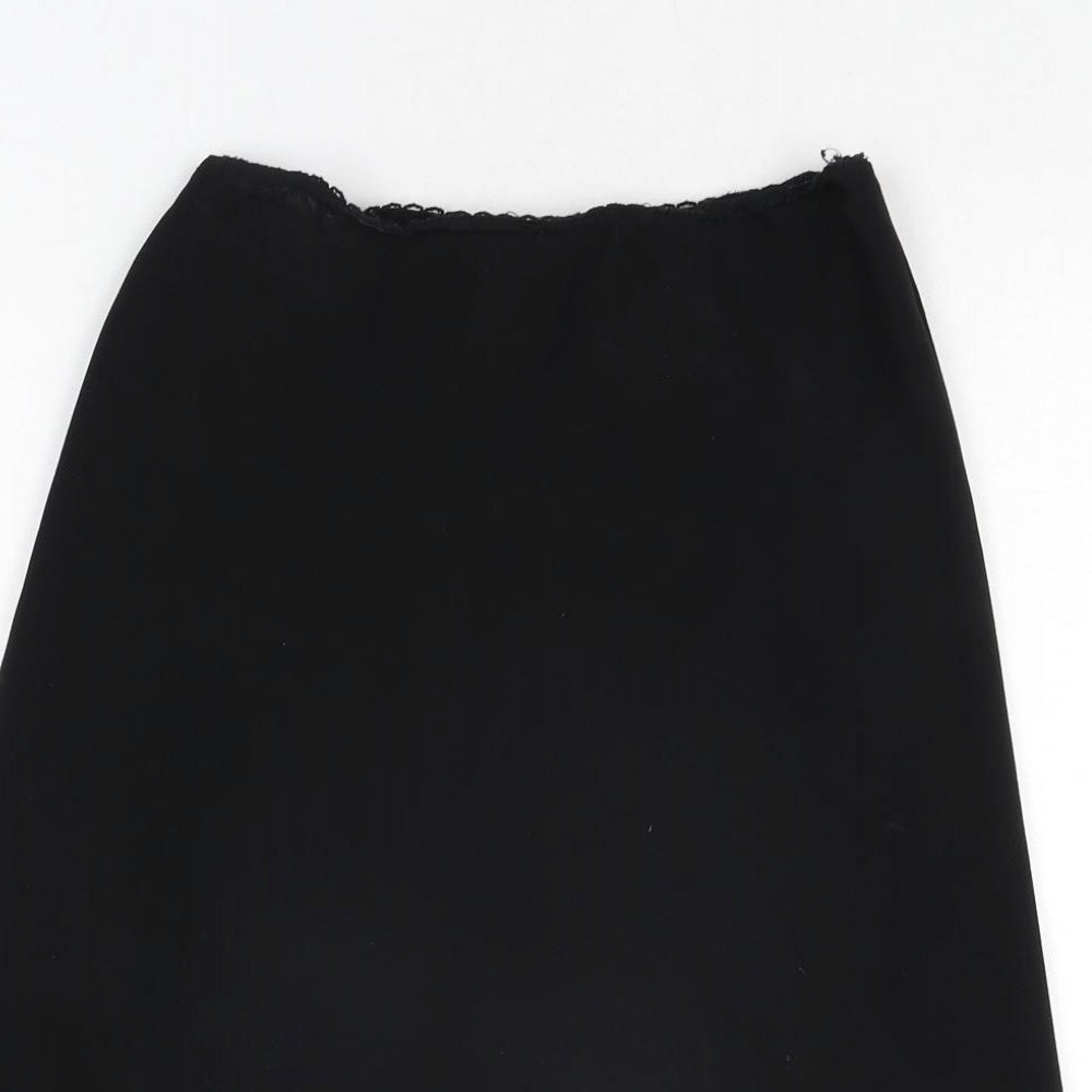Topshop Womens Black Polyester A-Line Skirt Size 8