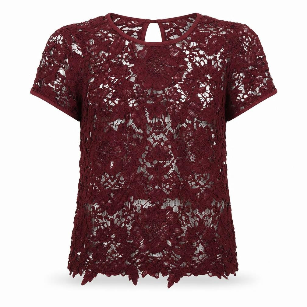 Rebellion Womens Red Polyester Basic Blouse Size M Round Neck