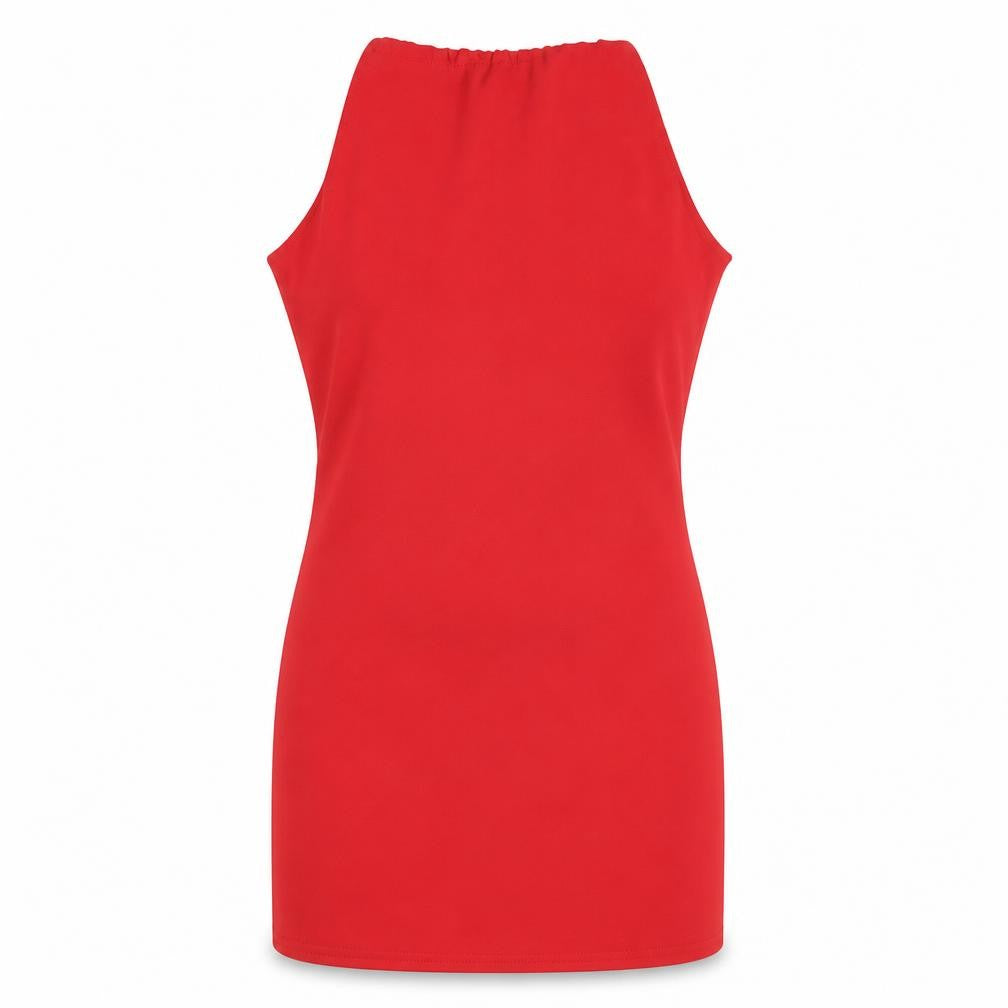 PRETTYLITTLETHING Womens Red Polyester Mini Size 4 Round Neck Tie - Open Back