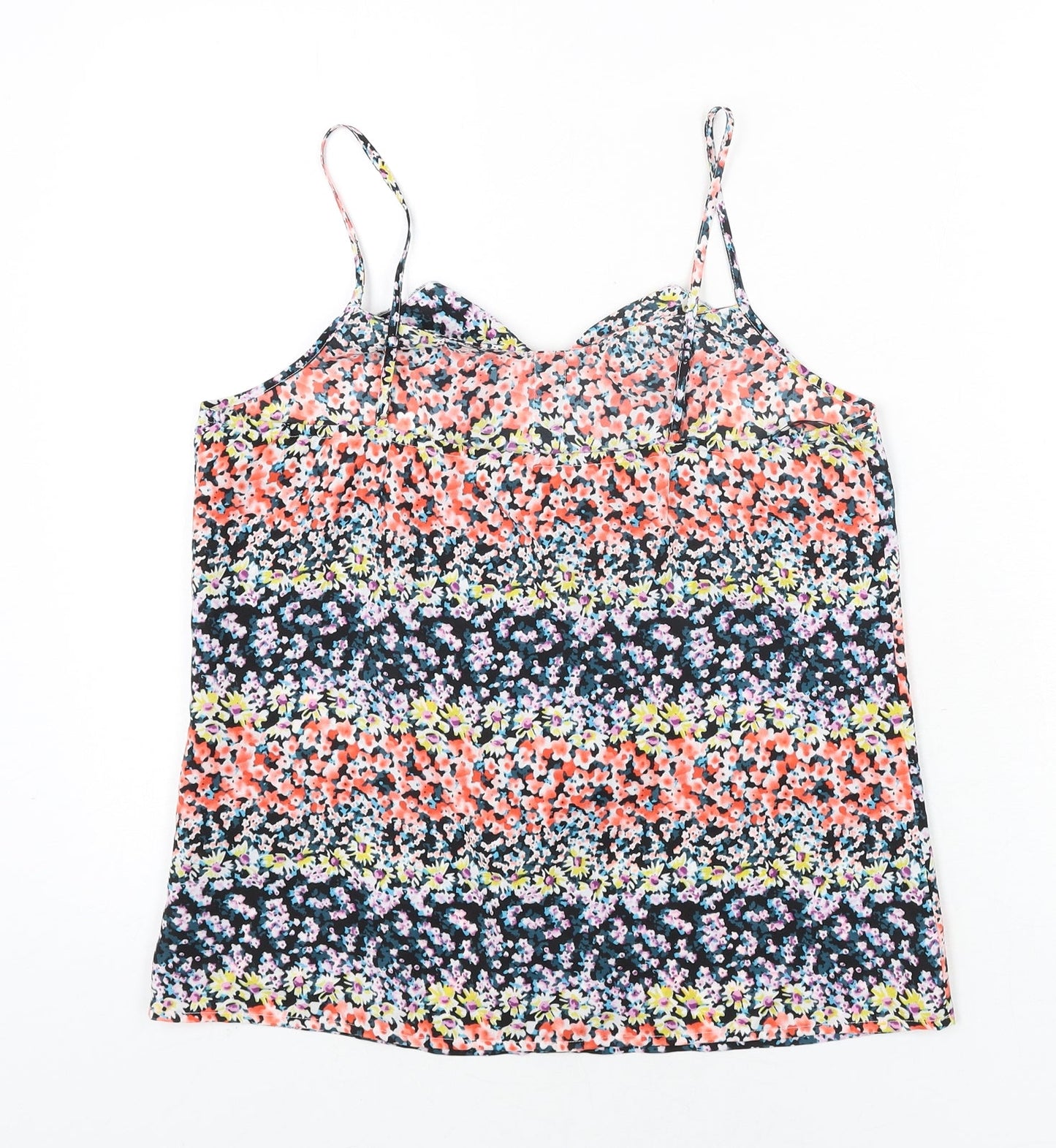 Oasis Womens Multicoloured Floral Polyester Camisole Blouse Size 10 Scoop Neck - Frill