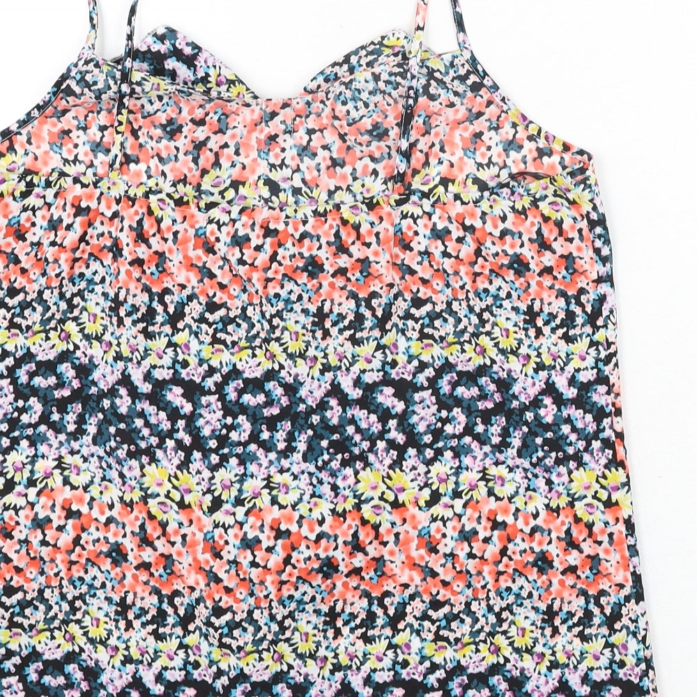 Oasis Womens Multicoloured Floral Polyester Camisole Blouse Size 10 Scoop Neck - Frill