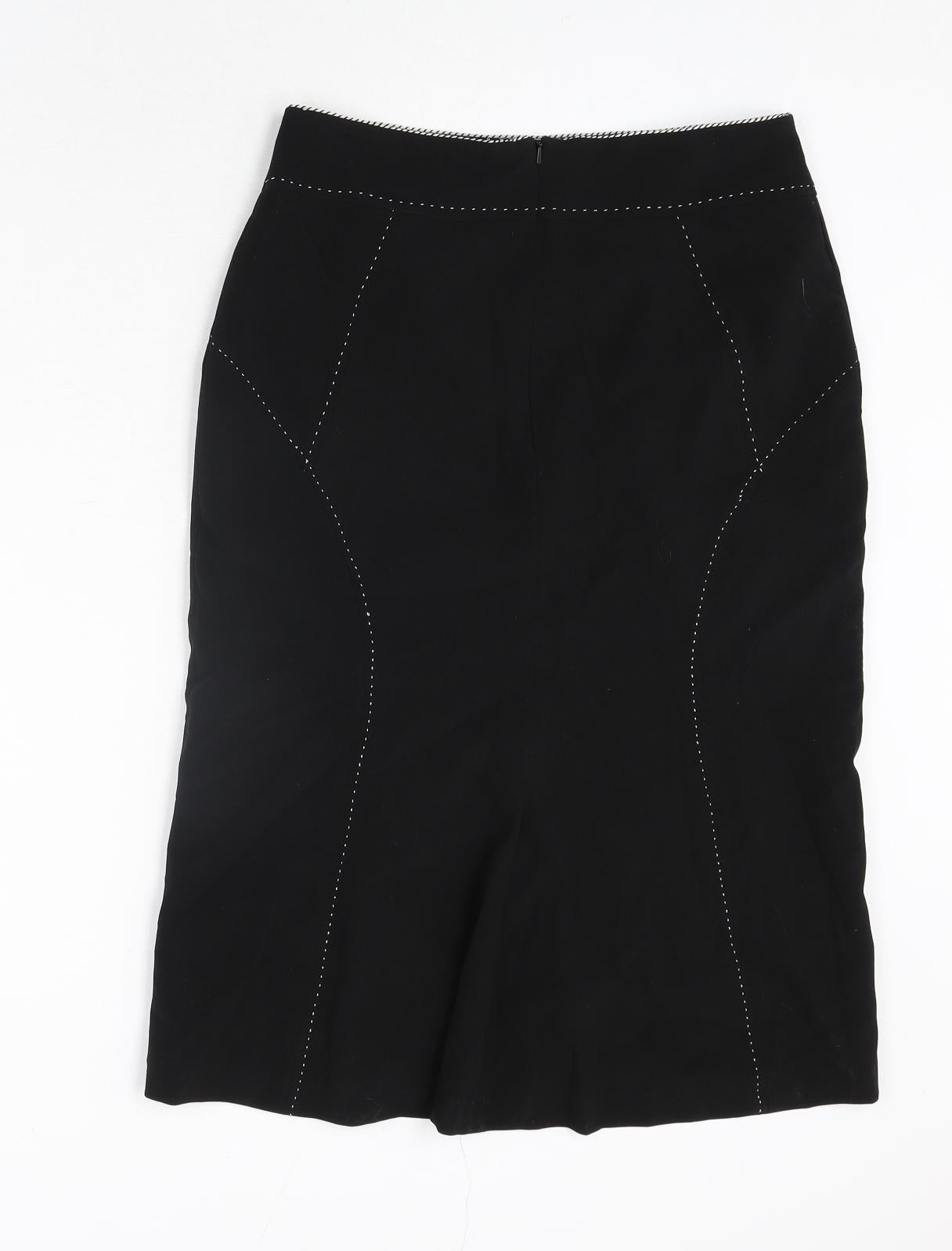Principles Womens Black Polyester Straight & Pencil Skirt Size 10 Zip - Stitch Detail