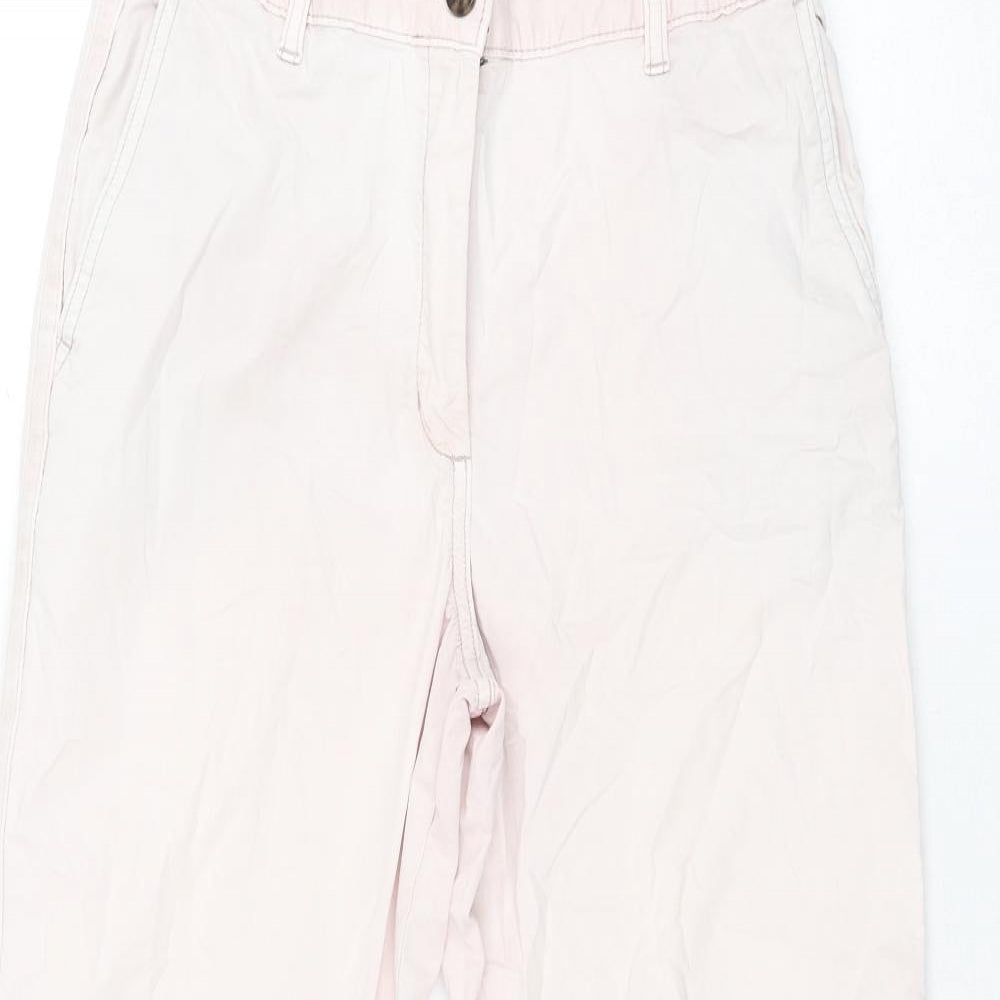 Marks and Spencer Womens Pink Cotton Chino Trousers Size 10 L28 in Regular Zip - Taped Sides