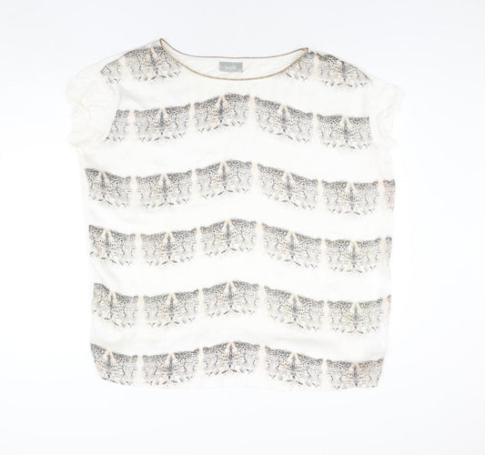 Wallis Womens Ivory Polyester Basic Blouse Size XL Round Neck - Leopard Face Print