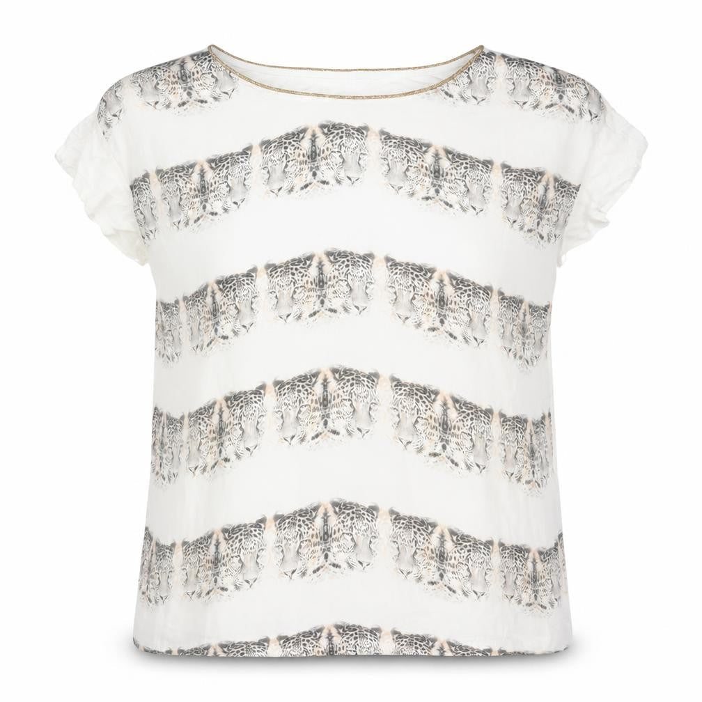 Wallis Womens Ivory Polyester Basic Blouse Size XL Round Neck - Leopard Face Print