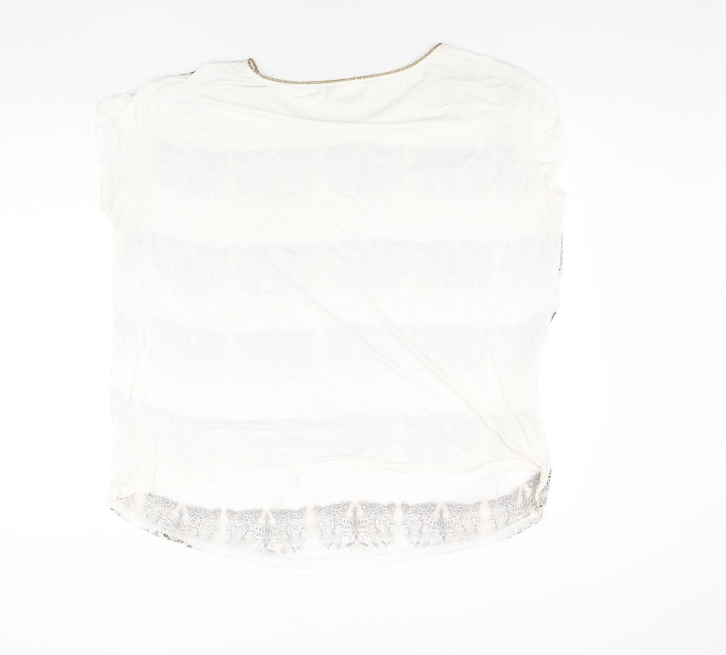 Wallis Womens Ivory Polyester Basic Blouse Size XL Round Neck - Leopard Face Print