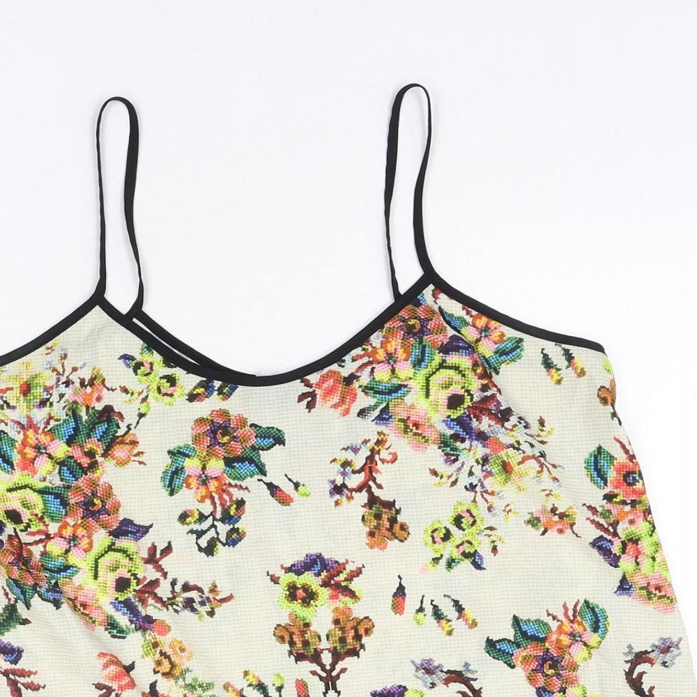 Topshop Womens Multicoloured Floral Polyester Camisole Blouse Size 10 Scoop Neck - Pixilated