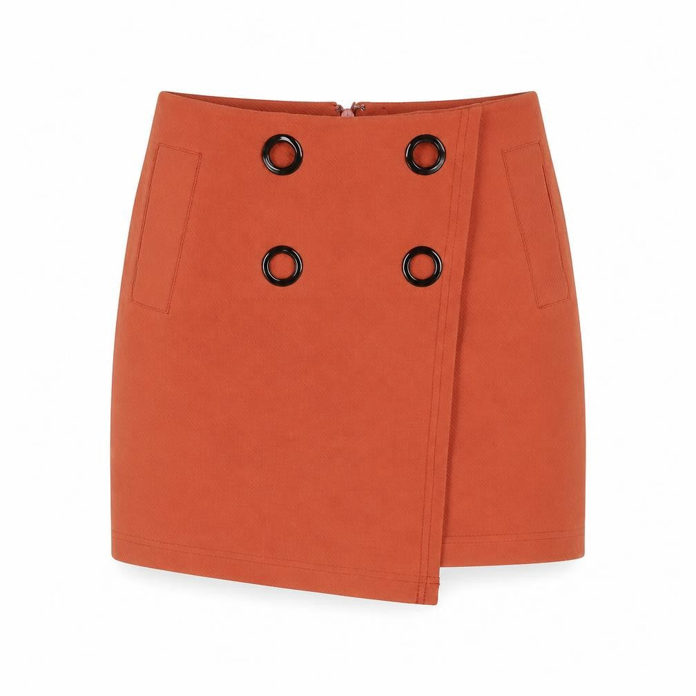Topshop Womens Orange Cotton Mini Skirt Size 6 Zip - Button Detail