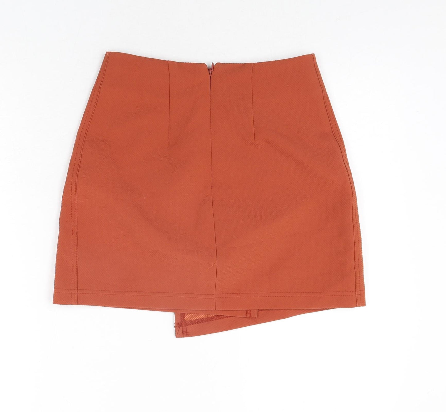 Topshop Womens Orange Cotton Mini Skirt Size 6 Zip - Button Detail