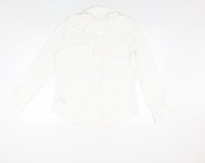 Classics Womens White Viscose Basic Button-Up Size 12 Collared