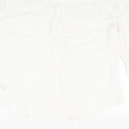 Classics Womens White Viscose Basic Button-Up Size 12 Collared