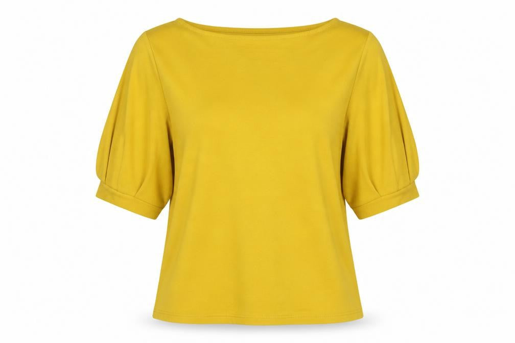 H&M Womens Yellow Polyester Basic Blouse Size M Round Neck