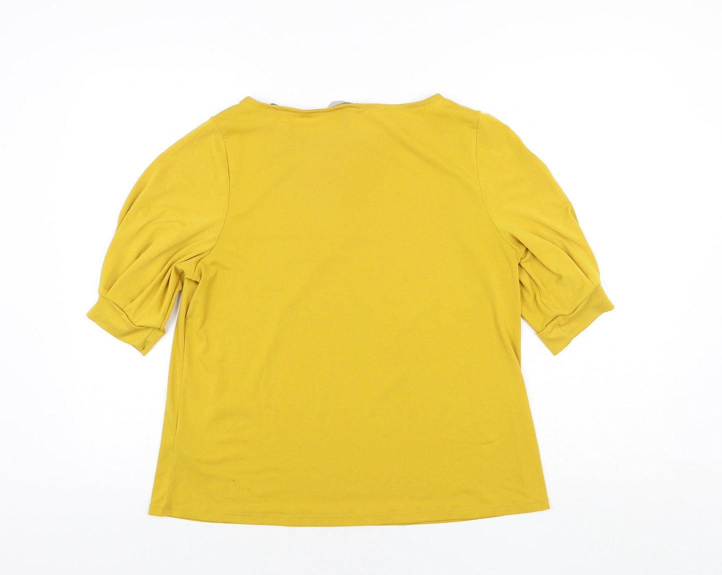 H&M Womens Yellow Polyester Basic Blouse Size M Round Neck