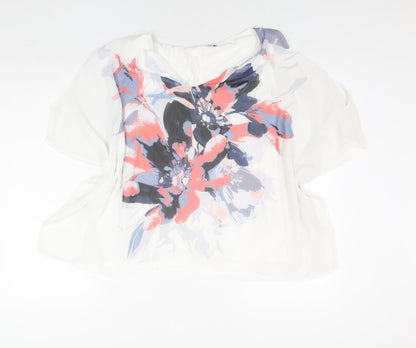 Additional front view of Roman women’s white polyester basic blouse, size UK 10, v-neck - floral print