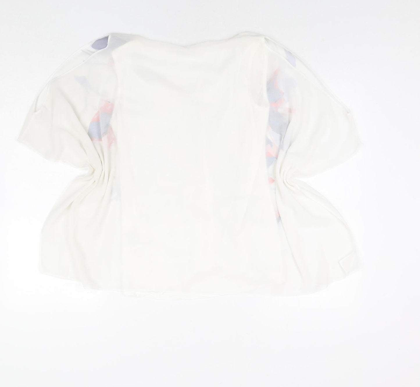 Roman Womens White Polyester Basic Blouse Size 10 V-Neck - Floral Print