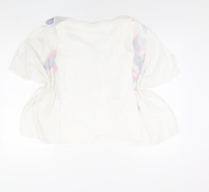 Back view of Roman women’s white polyester basic blouse, size UK 10, v-neck - floral print
