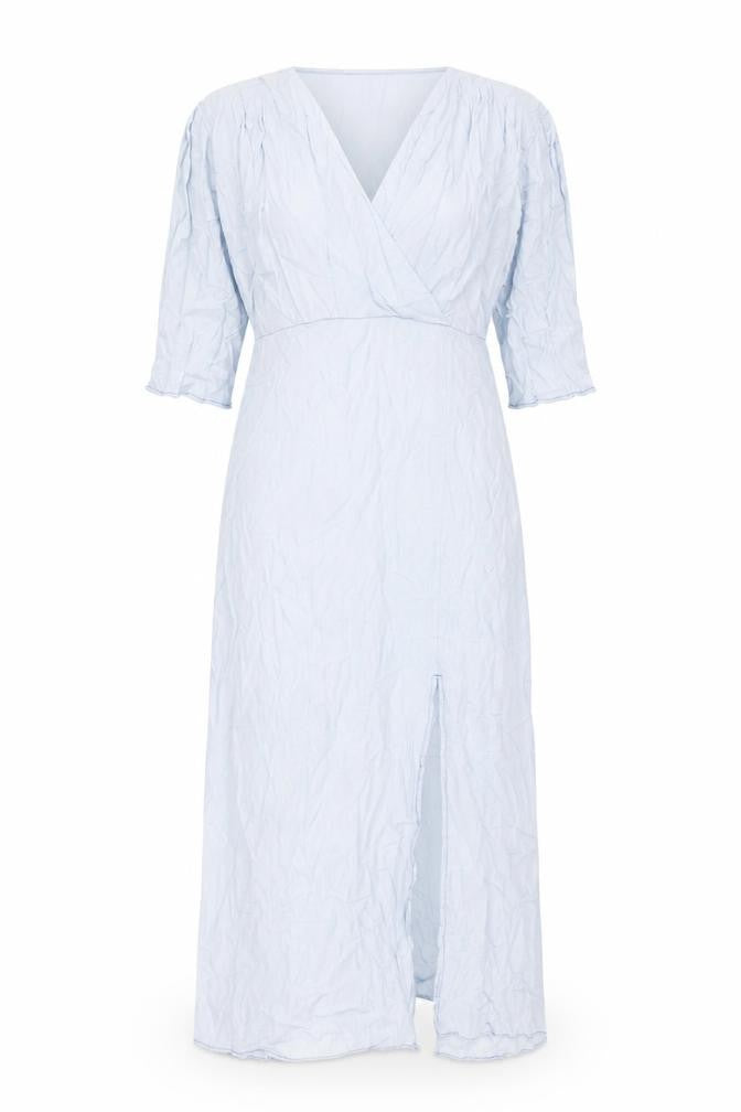 Zara Womens Blue Polyester Maxi Size L V-Neck Pullover - Front Slit