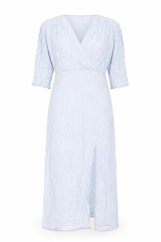 Zara Womens Blue Polyester Maxi Size L V-Neck Pullover - Front Slit