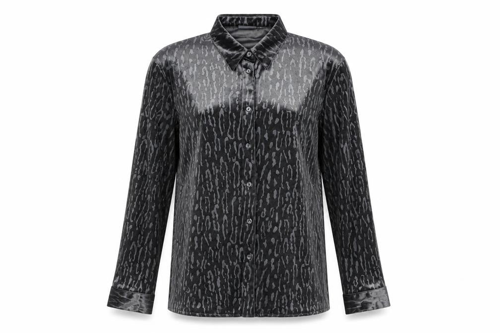 Linea Womens Grey Geometric Polyester Basic Blouse Size 12 Collared