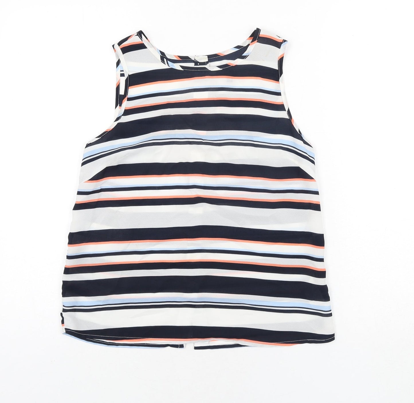 New Look Womens Multicoloured Striped Polyester Camisole Blouse Size 8 Round Neck