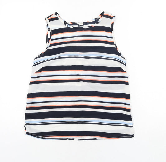 New Look Womens Multicoloured Striped Polyester Camisole Blouse Size 8 Round Neck